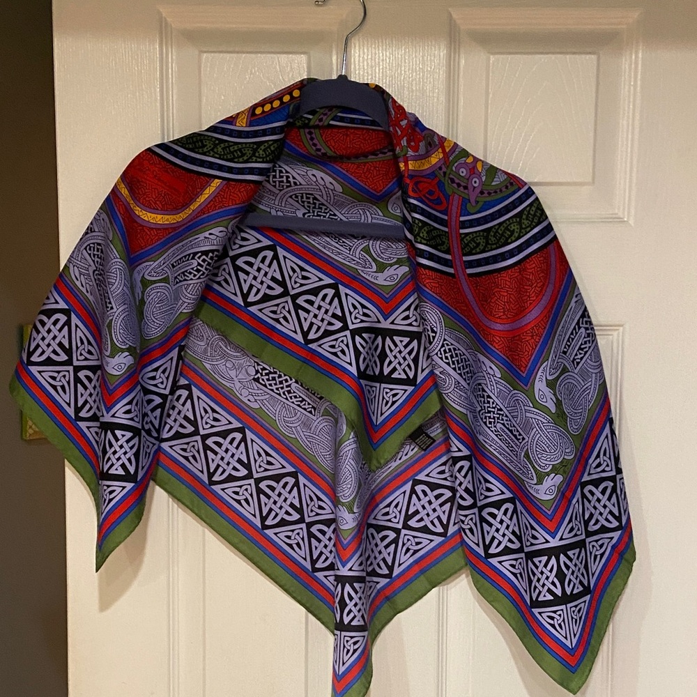 Multicolor Celtic Pattern Scarf Silk Scarf - Picture 3 of 10